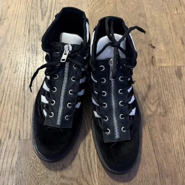 Hood by Air velvet Jordan derby boots front in